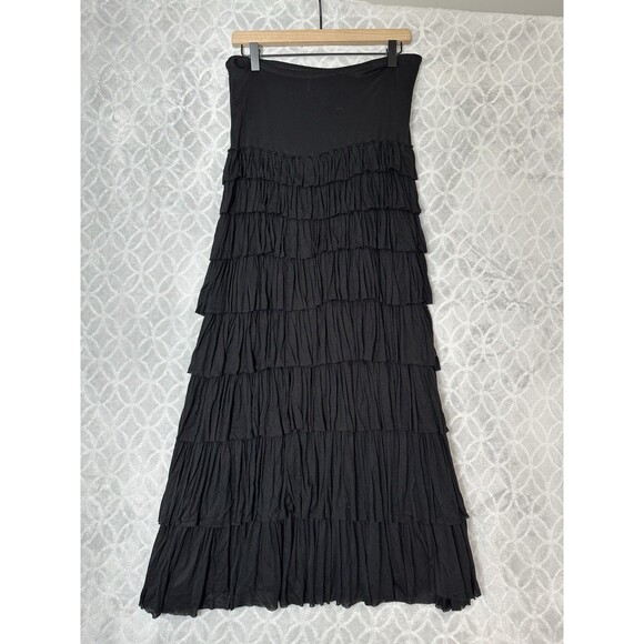 Chelsea &Theodore 2-in-1 Ruffle Dress Skirt Large Black Tier Boho Whimsigoth Emo - Picture 4 of 10